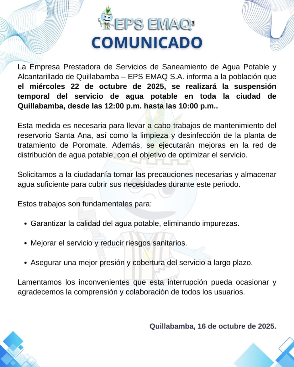 COMUNICADO IMPORTANTE