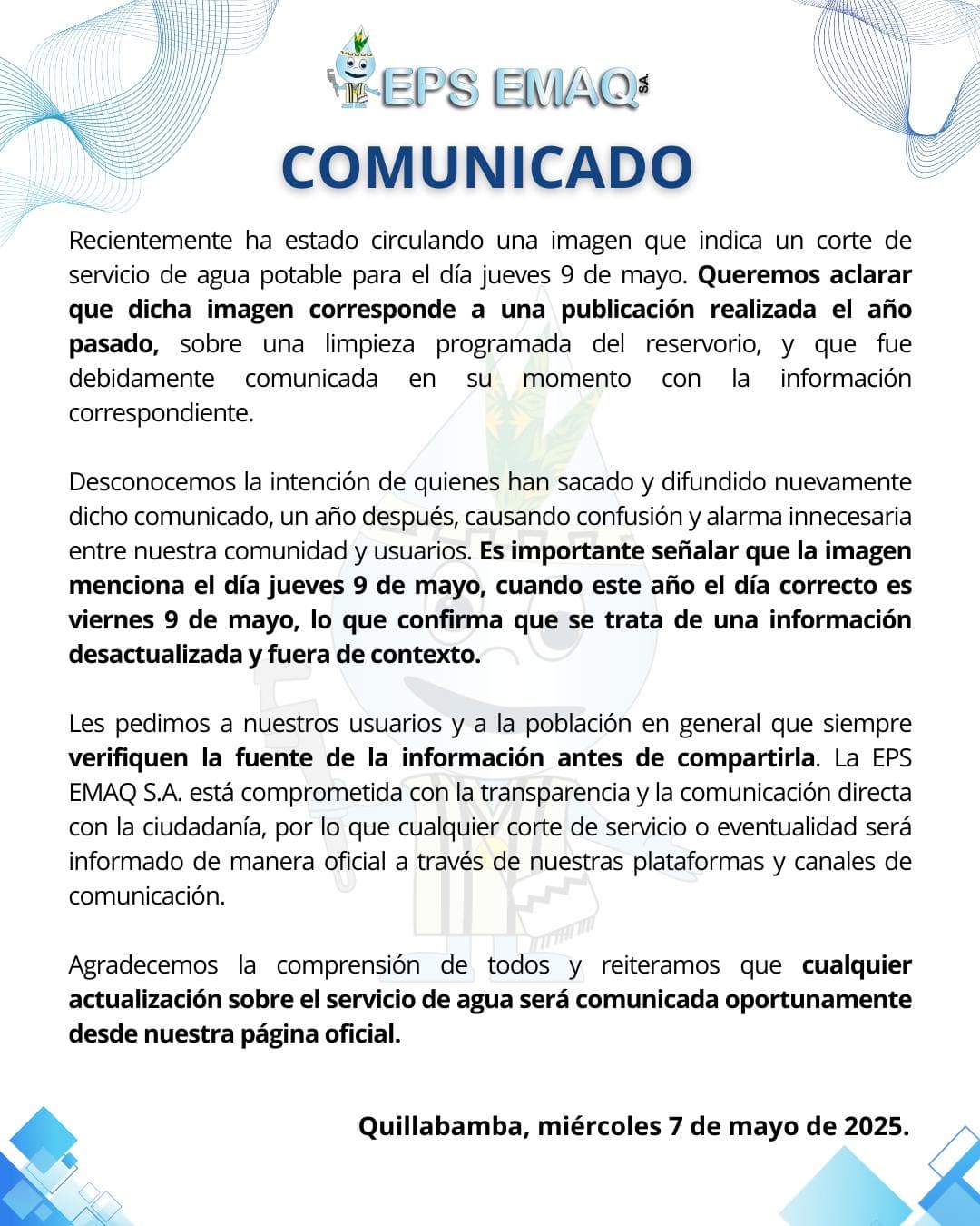 COMUNICADO IMPORTANTE