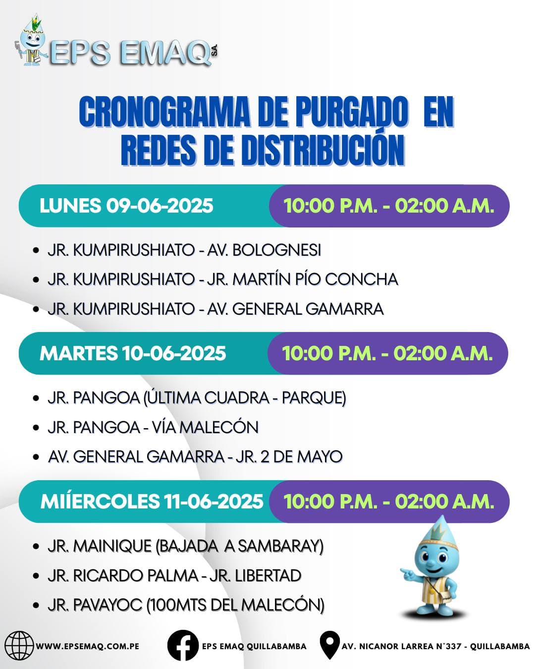 CRONOGRAMA DE PURGADO EN REDES DE DISTRIBUCION